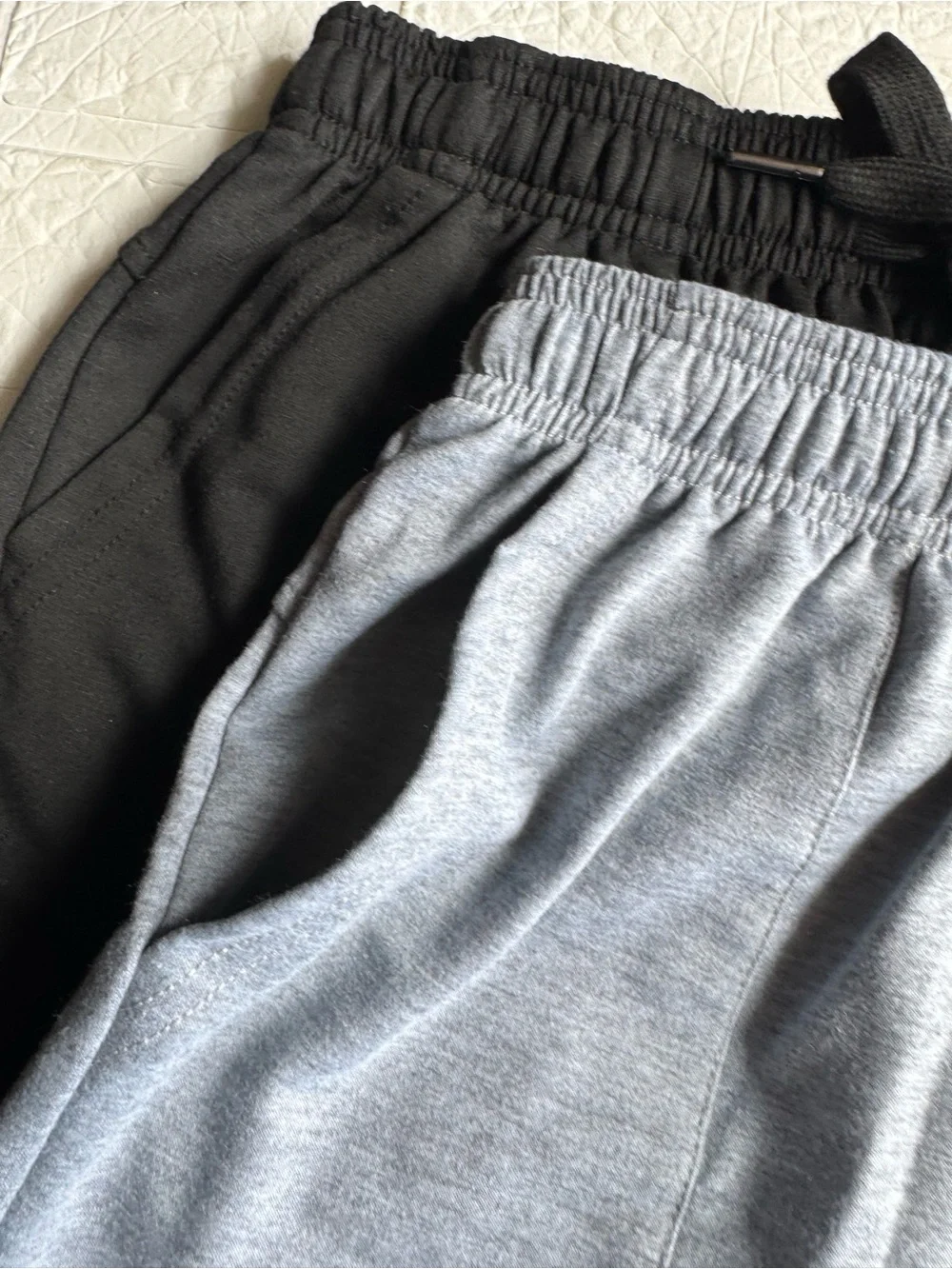 New Shorts Boy 11-12Y Kids Elastic-Waist Knit Shorts - Gray & Black